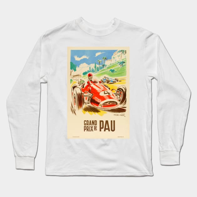 Grand Prix de Pau Vintage Poster 1950 Long Sleeve T-Shirt by vintagetreasure